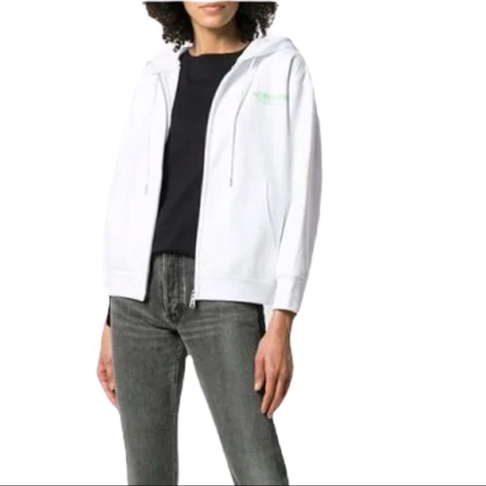 Helmut Lang Limited Edition White Zip Hoodie Sweatshirt Logo Small